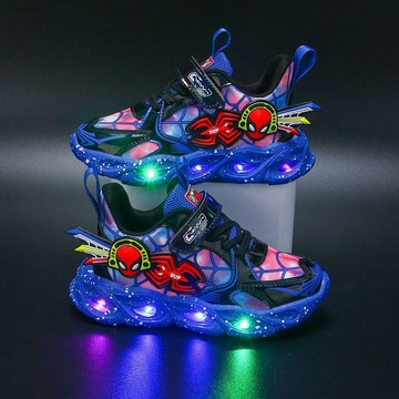 爆款隱藏神物💎 蜘蛛人童鞋 發光鞋 男童運動鞋 軟底跑步鞋 皮面單鞋 2026新款 帶燈