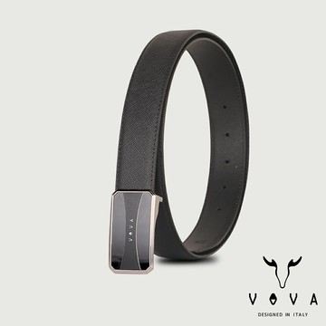 【VOVA 沃汎】台灣總代理 商務型男 鏡面造型釘扣式皮帶-銀色/VA018-005-SNK