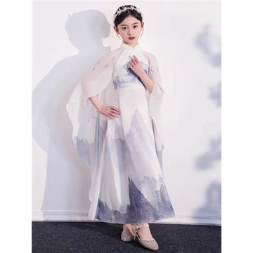 兒童古箏演出服中國風超仙飄逸漢服古典舞表演服女童藝考舞蹈禮服