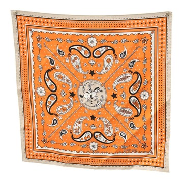 HERMES 愛馬仕 橘色 絲綢 Le Rodeo des Fruits 方巾 55x55 【二手名牌BRAND OFF】