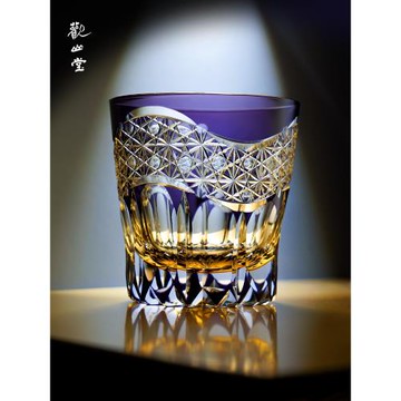 精刻版日式江戶切子曙光水晶玻璃杯家用洋酒杯子手工刻花威士忌杯