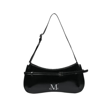 韓國 MUCENT EREN BELT STRAP LEATHER SHOULDER 腰帶造型皮革肩背包 黑色 BLACK
