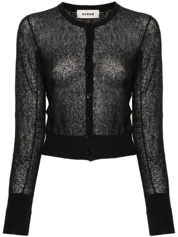 AERON - Constant gauze-effect cardigan - women - Linen/Flax/Cotton/Recycled Polyester/Nylon - XS - Black