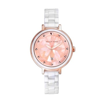 Relax Time 極光系列Aurora陶瓷仕腕錶-甜蜜橘-贈愛心手鍊-女錶(RT-92-2)35mm