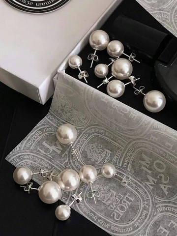 s925銀珍珠耳釘日韓博主fever同款愛迪生施家純銀耳飾復古高級感