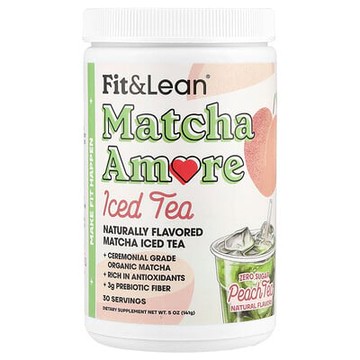 Fit & Lean, Matcha Amore 冰茶，桃茶，5 盎司（141 克）