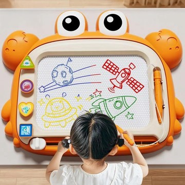 台灣出貨~兒童畫板 家用幼兒磁性寫字板 一歲寶寶塗鴉板 磁力畫畫玩具畫寫板 寶寶螃蟹畫板 反復使用 可擦拭書寫板