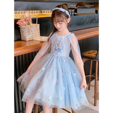 冰雪奇緣愛莎公主裙女童夏裝裙子新款兒童正版生日禮服連衣裙夏天
