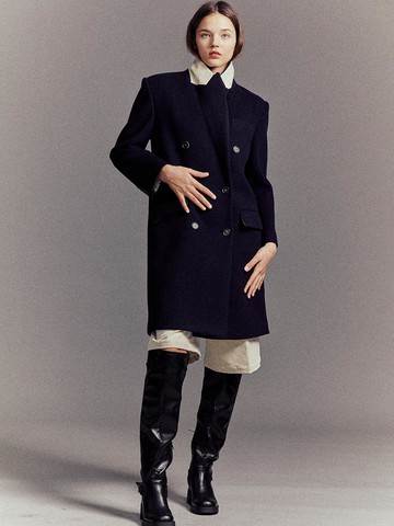 Classic Double-Breasted Cashmere Wool Long Coat