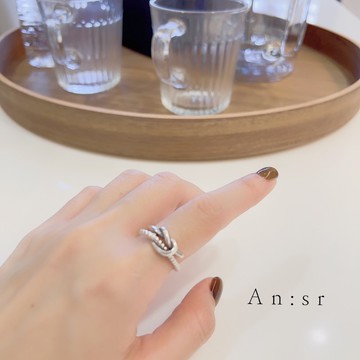 An:sr—「不對稱打結 百搭 戒指」韓系 純銀 可調節 男女皆可 飾品 手飾B0034