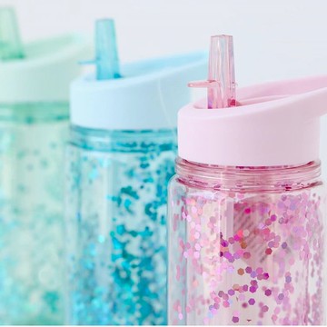 荷蘭Petit Monkey ─ 兒童水杯300(ml)-粉藍閃亮亮  杯子