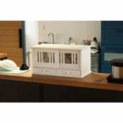 キッチンラック 60cm 両側から開く カウンター上収納 おしゃれ 両面引き戸 蝿帳 カウンターラック 食器棚 桐製 キャビネット 引き出し ガラス未使用 通販 Lineポイント最大get Lineショッピング