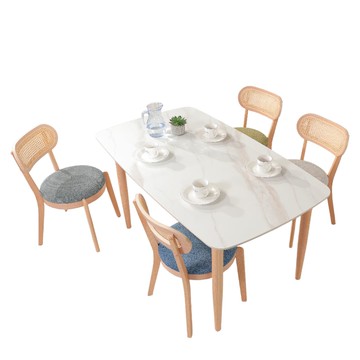 直人木業-PAVILLION山毛櫸亮面陶板餐桌一桌四椅組140公分(搭配UNA餐椅四張)