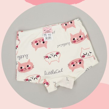 韓國 Mellisse - 純棉四角褲(女寶)-粉紅貓咪