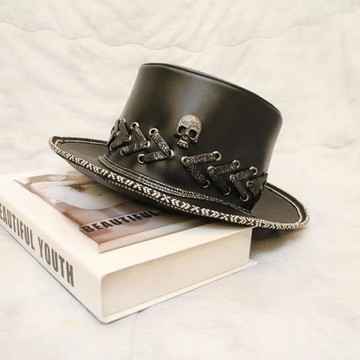 休閑哥特圓頂蒸汽朋克萬圣節鳥嘴面具頭套皮革高筒舞臺魔術禮帽子