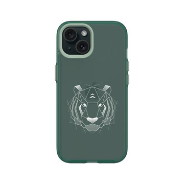 iPhone 15 Clear 憂墨綠 - Animal Silhouette / 動物剪影 - 幾何-動物系列/虎
