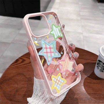磁吸款線條星星手機殼iPhone17/18潮16plus蘋果15promax防摔14卡通13 12 11
