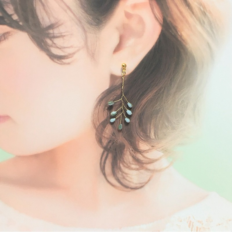 ハンドメイドアクセサリー ピアス ワイヤーとビーズで作られた枝シンプルかわいいグリーン大人可愛い春夏使用 通販 Lineポイント最大5 0 Get Lineショッピング