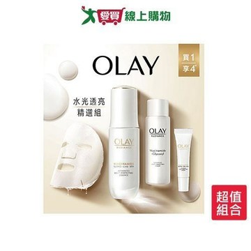 歐蕾OLAY 3步水潤亮白組(精華30ml+6ml+精華水50ml+面膜1片)【愛買】