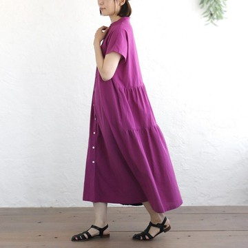 後側蛋糕層次 東炊棉質 羽織洋裝 OP50 梅紫色