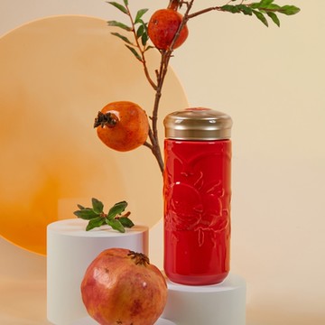 乾唐軒活瓷 石榴喜果隨身杯 / 大 / 雙層 / 4色 330ml