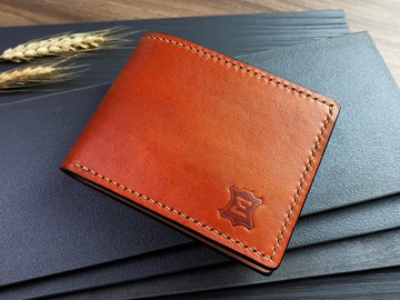 艾森皮革 特別色 僅此一件  經典手工植鞣皮革短夾  stb-0818