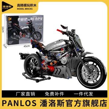 潘洛斯廠家批發672002杜卡迪大魔王摩托車積木兼容樂高擺件1:51:8