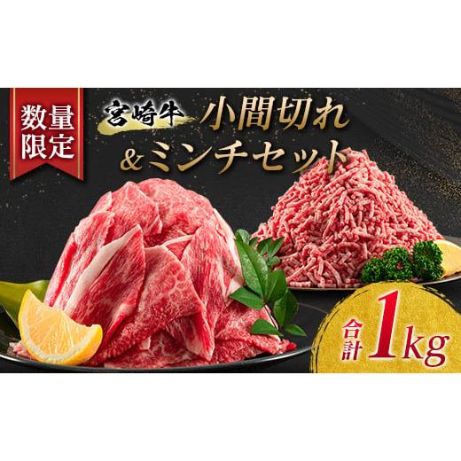 ふるさと納税 宮崎県 日南市 ≪数量限定≫宮崎牛小間切れ＆ミンチセット(合計1kg)　肉　牛　牛肉 BB126-23