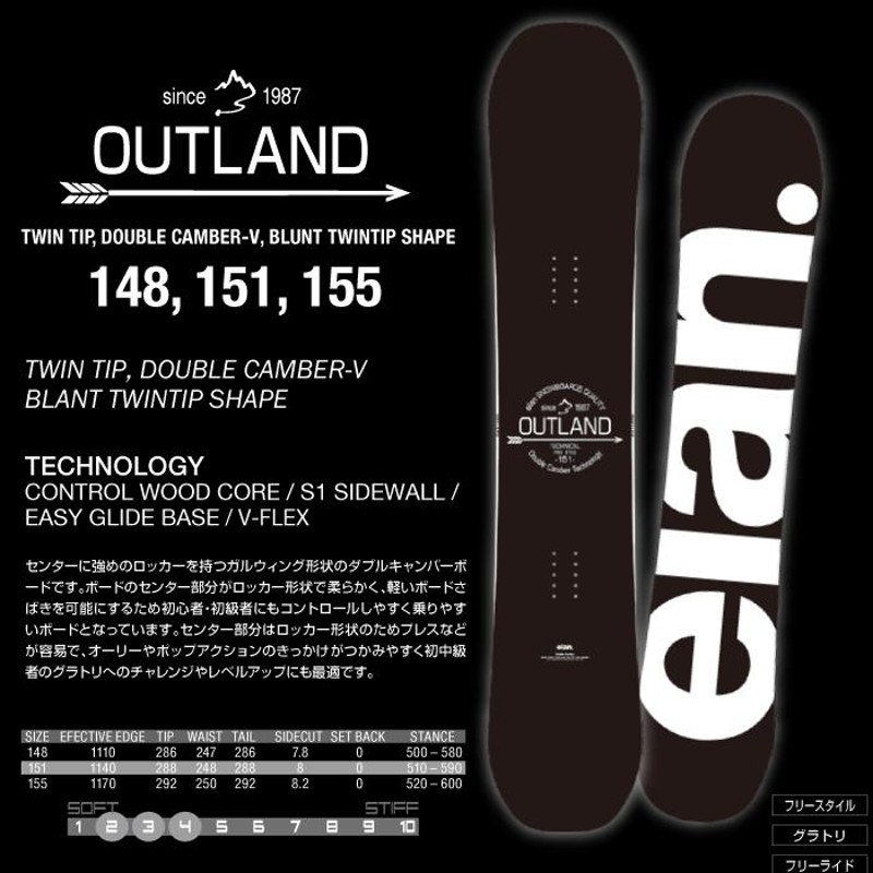 即納可 ELAN OUTLAND 151cm エラン アウトランド スノーボード