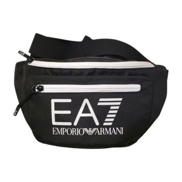 EMPORIO ARMANI EA7品牌字母LOGO圖騰尼龍輕量斜背包(小/黑)