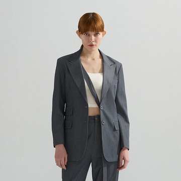 AVVJOY | 縫線灰色西裝外套