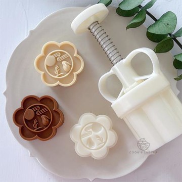 50g63g中秋節卡通小兔子月餅模具中式滿月玉兔六邊花綠豆糕手壓模