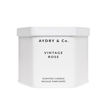 AYDRY & co. 美國  復古玫瑰 VINTAGE ROSE 簡約白色六角錫罐 7.5oz / 212g 香氛蠟燭