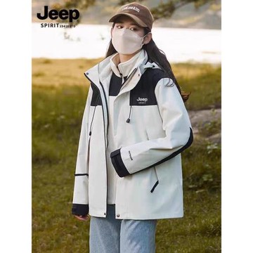 JEEP SPIRIT沖鋒衣女新款情侶三合一可拆卸登山服防風防水外套男