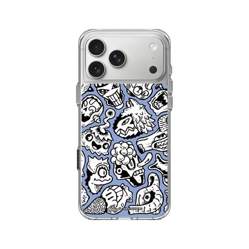 iPhone 17 Pro Max Clear Case（相機按鈕） 透明 - Ted Leonid Melendres - Puzzle Heads Blue 藍謎