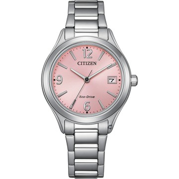 CITIZEN Eco-Drive 簡約大氣 光動能腕錶 女錶 手錶-33.5mm粉色 FE6121-67X