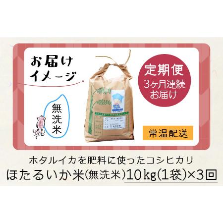 ふるさと納税 ほたるいか米（無洗米10kg）×3回 計30kg 富山県滑川市