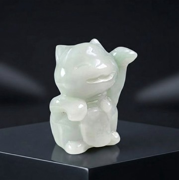 飄綠翡翠招財貓擺飾擺件 | 天然緬甸玉A貨翡翠 | 送禮