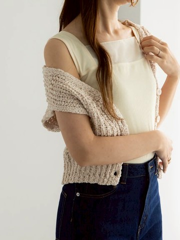 透明感拼接寬吊帶平口背心(0F001180310) - Te chichi