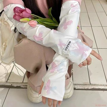 桃園出貨✨冰絲防曬袖套女2025新款防紫外線寬鬆手袖夏季騎行開車護手臂冰袖