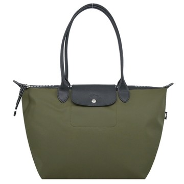 LONGCHAMP LE PLIAGE ENERGY系列再生尼龍長把肩背水餃包(大/卡其)1899-HSR-892
