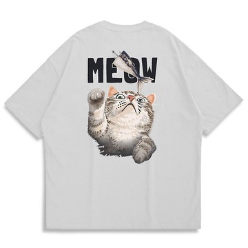 【CREEPS】Fish with Cat 寬鬆重磅印花T恤