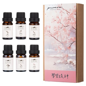PURARE 天然植物萃取學習提神精油6件組  1套  10ml  薄荷 + 迷迭香 + 尤加利 + 甜橙 + 薰衣草 + 鼠尾草