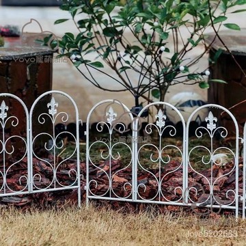 宅配免運😊花園圍欄庭院鐵藝柵欄地插戶外陽臺菜園花圃小籬笆植物矮護欄圍擋 花架