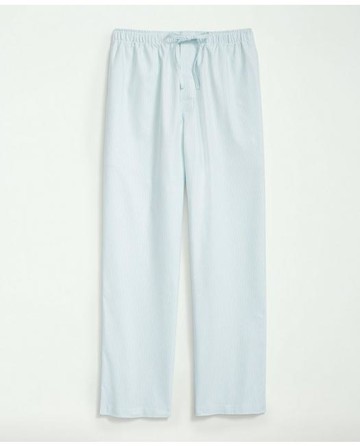 Brooks Brothers Men's Cotton Oxford Striped Lounge Pants | Turquoise | Size XL