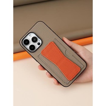 適用iPhone17Promax手機殼帶支架腕帶掛繩蘋果16/15/14/13/12女款男生卡包真皮高級感簡約高端創意全包防摔