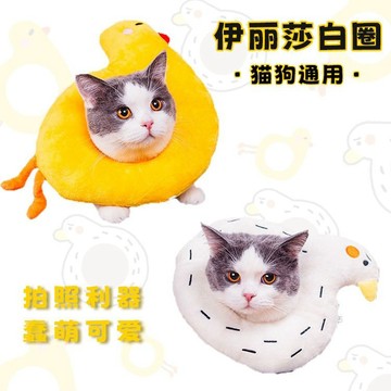 寵物掛繩 不勒脖伊麗莎白圈貓圍脖頭套防舔貓咪項圈可愛網紅防舔防撓高顏值卡通 寵物頭套 貓咪頭套 伊莉莎白頭套 掛脖繩