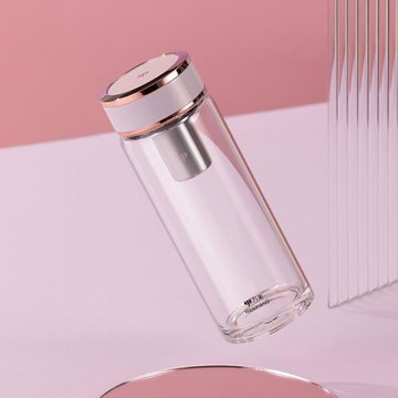 萬象高顏值單層玻璃杯加厚泡茶杯子女男士高檔花大容量耐高溫水杯