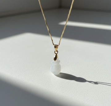 冰種翡翠秤心項鍊 14K包金 | 天然緬甸玉A貨翡翠 | 送禮