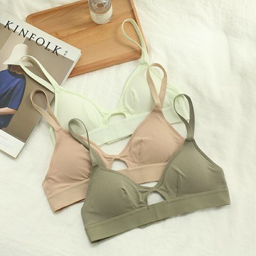 內衣狂世家法式無鋼圈薄款三角軟杯美背內搭文胸少女bralette
